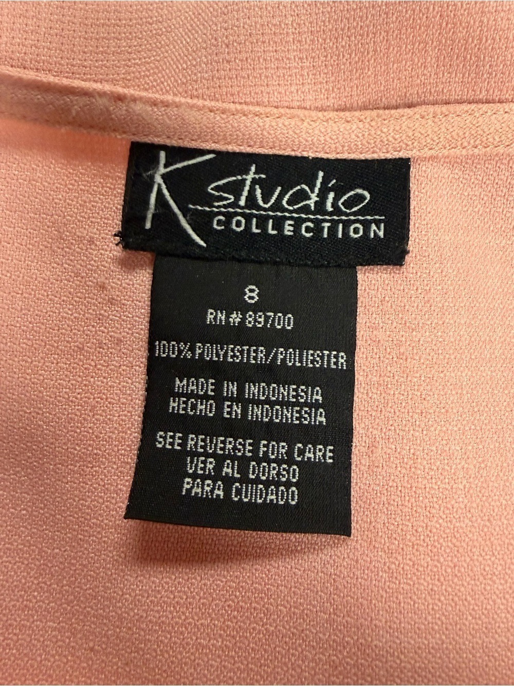 K Studio Collection Striped Jacquard Open-Front Blazer in Green and Coral - Picture 7 of 7